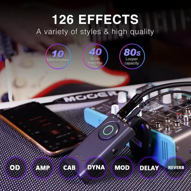 Alt view image 2 of 6 - Prime P1 Multi-Effects Processor Headphone Amp, Bass Guitar Pedals with 126 Effects, Tuner, Amp, Metronome for Practice and Performance