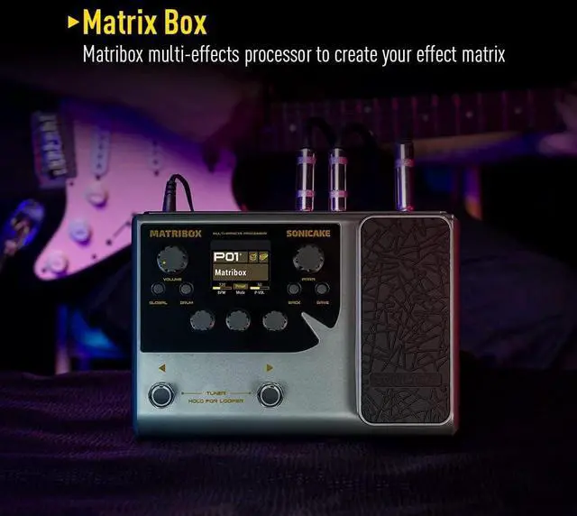 Alt view image 2 of 7 - Matribox - Guitar Multi Effects Processor with Expression Pedal, With 130 Built-in Guitar/Bass/Acoustic Effects, Amp Modeling, IR Cabinets Simulation, Stereo OTG USB Audio Interface QME-50