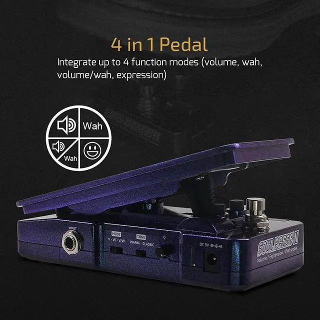 Alt view image 2 of 7 - NE Wah Active Volume Passive Expression Guitar Effects Pedal Switchable Soul Press II 4 in 1 with Visible Guitar Effects Pedal(Included 1 PCS Additional 15 CM TS Cable)