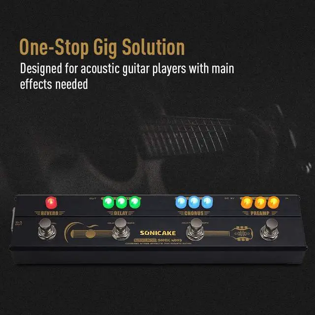Alt view image 2 of 7 - Acoustic Pedal Guitar Effect Acoustic Pedal Multi Effects Preamp Chorus Delay Reverb Acoustic Guitar Pedal Sonic Wood with XLR Output