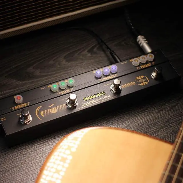 Alt view image 7 of 7 - Acoustic Pedal Guitar Effect Acoustic Pedal Multi Effects Preamp Chorus Delay Reverb Acoustic Guitar Pedal Sonic Wood with XLR Output