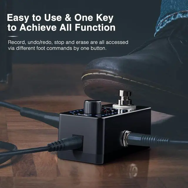 Alt view image 3 of 7 - Guitar Looper Pedal Effect Pedal with Tuner Function Looper Pedal Loops 9 Loops 40 minutes Record Time with USB Cable and 9V 0.6A Pedal Power Supply Adapter