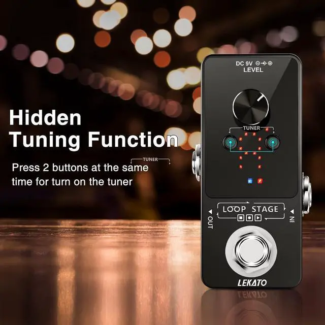 Alt view image 4 of 7 - Guitar Looper Pedal Effect Pedal with Tuner Function Looper Pedal Loops 9 Loops 40 minutes Record Time with USB Cable and 9V 0.6A Pedal Power Supply Adapter