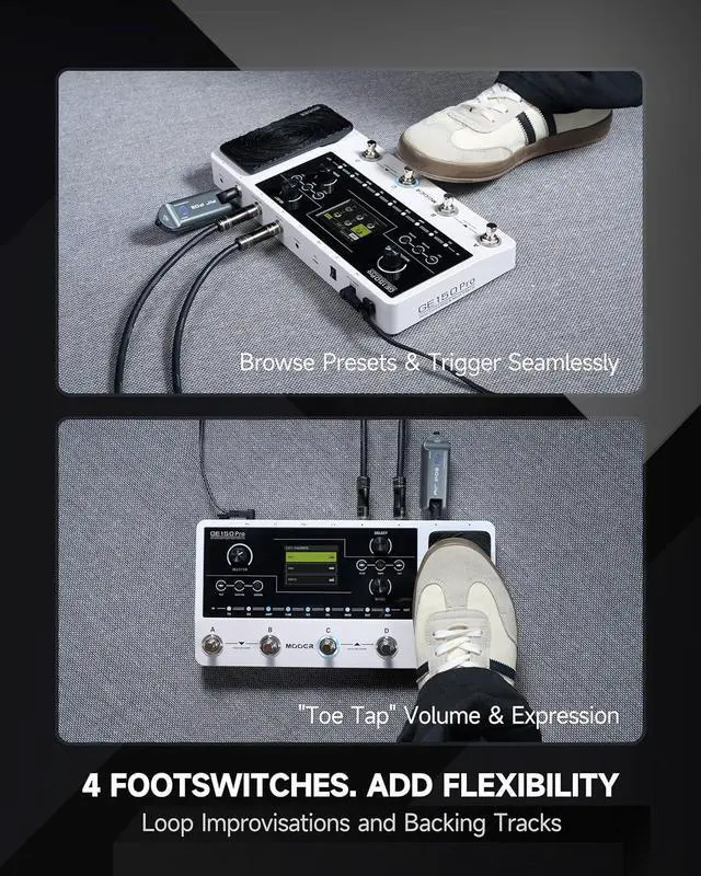 Alt view image 6 of 6 - GE150 Pro Guitar Amp Modelling Multi Effects, Reverb, Delay, Looper Drum with 4 Footswiches, Expression Pedal, USB OTG Live Recording, MNRS GNR and GIR Loader