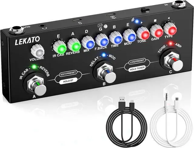 Main image of Multi Effects Guitar Pedal, with IR Loading 9 AMP Models, Delay Reverb Distortion Overdrive Pedal, Rechargable Electric Guitar Effects Multi Pedal Support Recording,Bluetooth 5.0