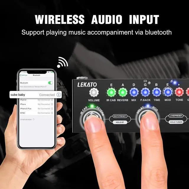 Alt view image 7 of 7 - Multi Effects Guitar Pedal, with IR Loading 9 AMP Models, Delay Reverb Distortion Overdrive Pedal, Rechargable Electric Guitar Effects Multi Pedal Support Recording,Bluetooth 5.0