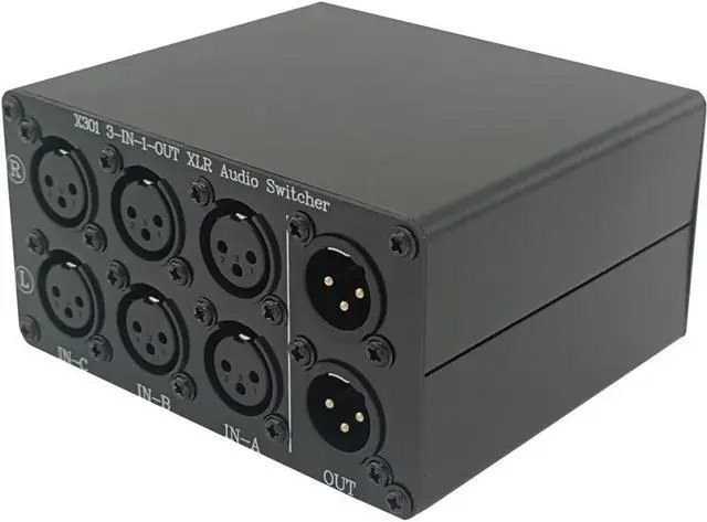 Alt view image 2 of 6 - 3-Way XLR Stereo Audio Switch Box, Balanced Audio Converter, Passive Signal Source Audio Input Selector Switcher Splitter Box 3 in 1 Out (X301)