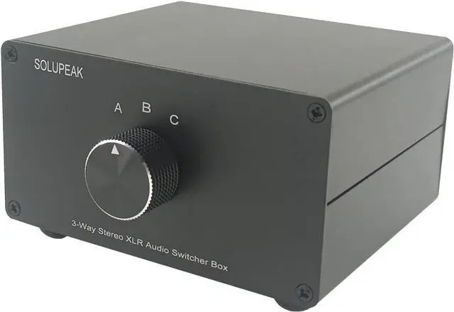 Alt view image 3 of 6 - 3-Way XLR Stereo Audio Switch Box, Balanced Audio Converter, Passive Signal Source Audio Input Selector Switcher Splitter Box 3 in 1 Out (X301)