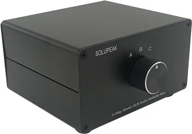 Alt view image 6 of 6 - 3-Way XLR Stereo Audio Switch Box, Balanced Audio Converter, Passive Signal Source Audio Input Selector Switcher Splitter Box 3 in 1 Out (X301)