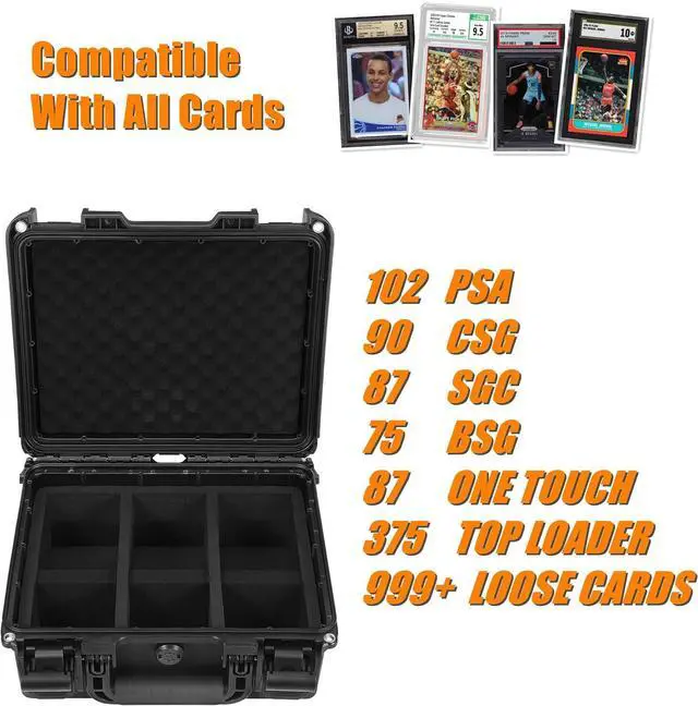 Alt view image 2 of 7 - Waterproof Graded Card Case Compatible with 102 Card Slabs, BGS PSA SGC FGS Graded Sports Trading Cards, Graded Slab Card Storage Box
