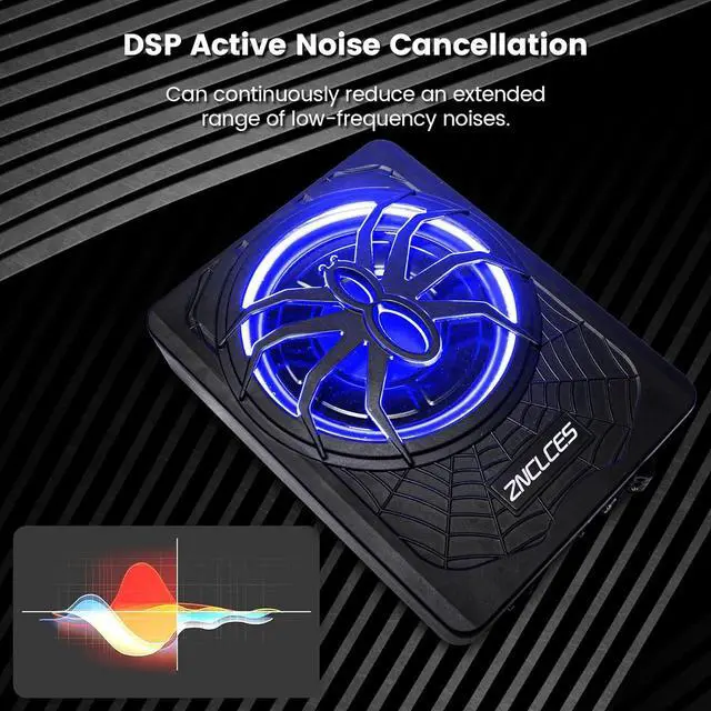 Alt view image 5 of 7 - 2025 Upgraded 10"1200W Slim Under Seat Powered Car Subwoofer, Car/Truck Sub Built in Amplifier for outstanding Heat Dissipation, Powerful bass and Blue LED Ambient Light enjoy Audio Experience