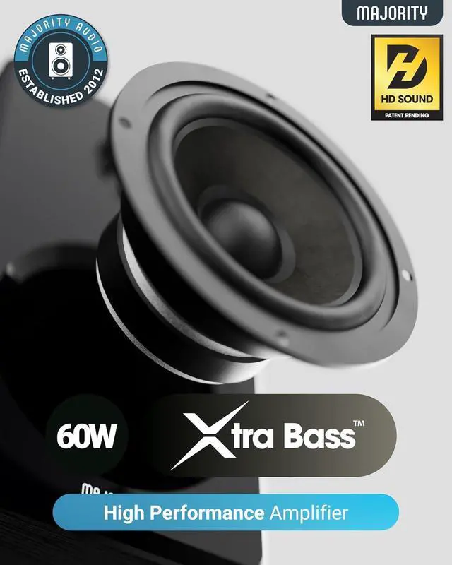 Alt view image 2 of 7 - Majority D40 Active Bookshelf Speakers | Powered Stereo Studio Speakers | Powerful Amplified 2.0 Channel Sound | Bluetooth, Optical, RCA, USB & Aux Playback | Digital Controls | HiFi Speakers