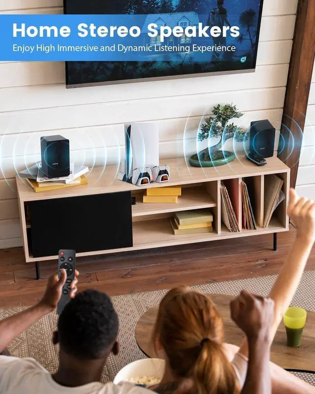 Alt view image 2 of 7 - Powered Bookshelf Sers Pair, 70W Surround Sound Home Stereo Sers Wired Optical/ARC/RCA/AUX/BT Input Active Record Player Sers with 4" Woofer for Turntable TV Desktop PC Monitor