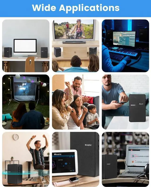 Alt view image 4 of 7 - Powered Bookshelf Sers Pair, 70W Surround Sound Home Stereo Sers Wired Optical/ARC/RCA/AUX/BT Input Active Record Player Sers with 4" Woofer for Turntable TV Desktop PC Monitor