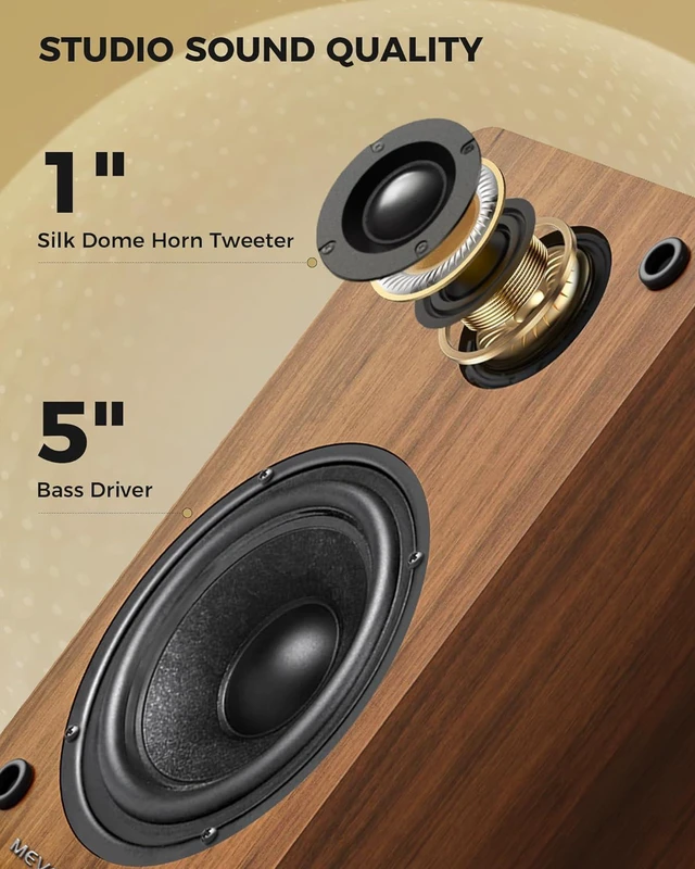 Alt view image 2 of 7 - 5-Inch Powered Bookshelf Speakers: PC Speakers for Record Player