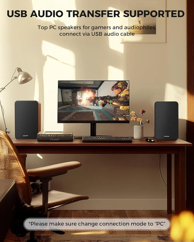 Alt view image 4 of 7 - 5-Inch Powered Bookshelf Speakers: PC Speakers for Record Player