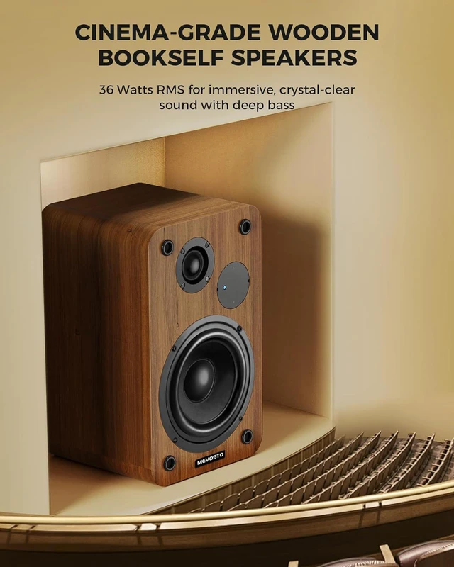 Alt view image 3 of 7 - 5-Inch Powered Bookshelf Speakers: PC Speakers for Record Player