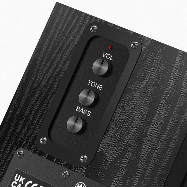 Alt view image 3 of 7 - 30W X 2 Powered Bookshelf Sers - 3.5-RCA Input for Turntable, TV, PC, Record Player Sers with 4 Inch Woofer & Wall Mounted