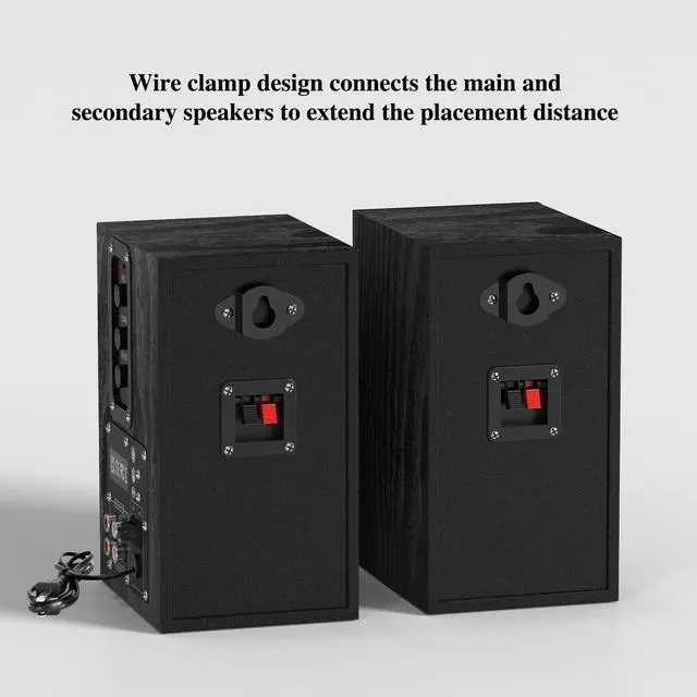 Alt view image 4 of 7 - 30W X 2 Powered Bookshelf Sers - 3.5-RCA Input for Turntable, TV, PC, Record Player Sers with 4 Inch Woofer & Wall Mounted