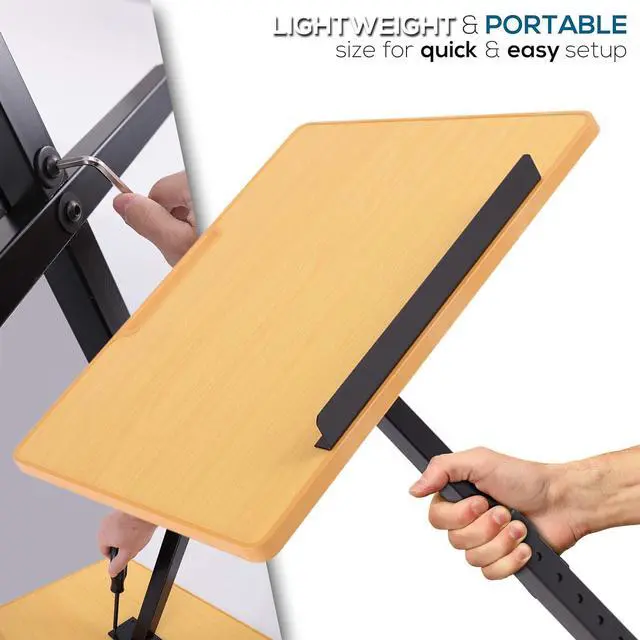 Alt view image 4 of 7 - Portable Floor Lectern Podium Stand-Height Adjustable Steady Standing Dgn Teacher Ser Lecture Classroom Presentation Stand, Laptop Computer Book Holder w/ Slanted Top Shelf- PLCTND44,BLACK