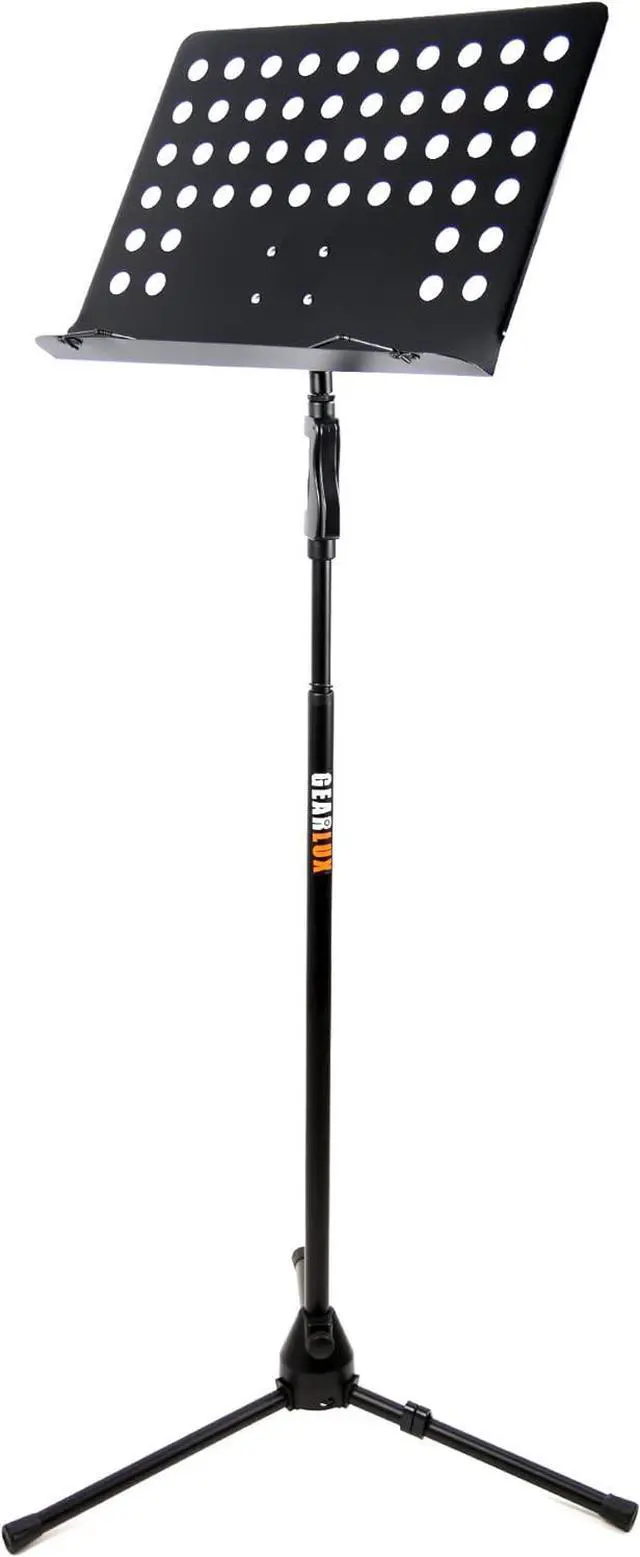 Main image of Heavy-Duty Vented Die-Cast Sheet Music Stand with Hydraulic Grip Height Adjustment up to 71 Inches and Triple Layer Anti-Rust Coating