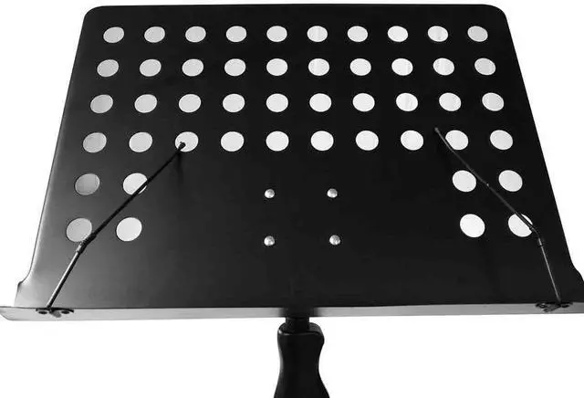 Alt view image 4 of 7 - Heavy-Duty Vented Die-Cast Sheet Music Stand with Hydraulic Grip Height Adjustment up to 71 Inches and Triple Layer Anti-Rust Coating