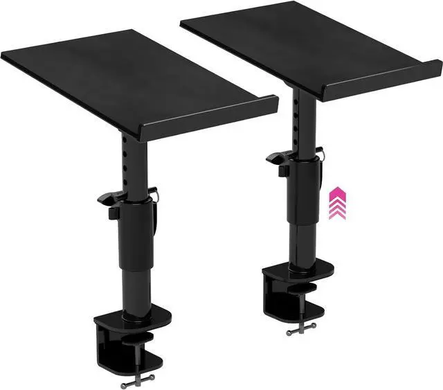Main image of Studio Monitor Stands - Music Studio Desktop Ser Stand - 2 k 12x9 Clamp-on Adjustable Short or Tall Ser Support for Music Booth Desk Audio Monitor Stand Mount with Tilt