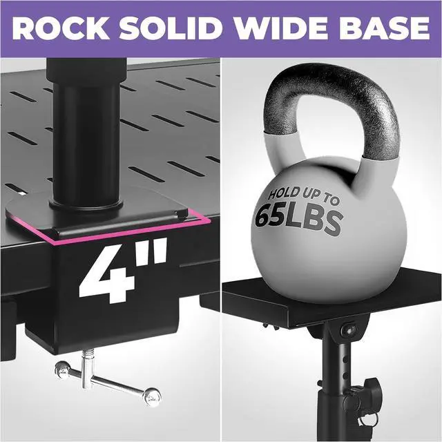 Alt view image 4 of 6 - Studio Monitor Stands - Music Studio Desktop Ser Stand - 2 k 12x9 Clamp-on Adjustable Short or Tall Ser Support for Music Booth Desk Audio Monitor Stand Mount with Tilt