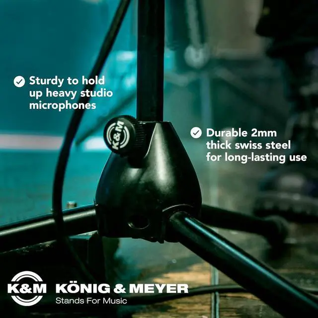 Alt view image 3 of 6 - Konig & Meyer 21080.500.55 Tripod Microphone Stand w/Telescoping Boom | Clutch Height Adjustment | Soft-Touch Lock | Folding Leg Dgn | Zinc Die-Cast Base | German Made | Black