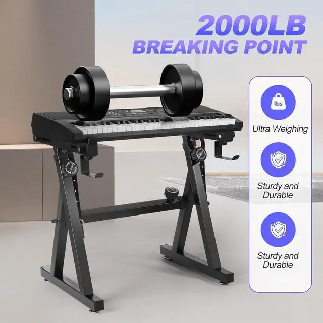 Alt view image 2 of 6 - Keyboard Stand Piano Duty Stand Z Style Adjustable Keyboard Holder Piano Keyboard Stand Fits 54, 61 And 88 Keys Electric Keyboards Digital Pianos