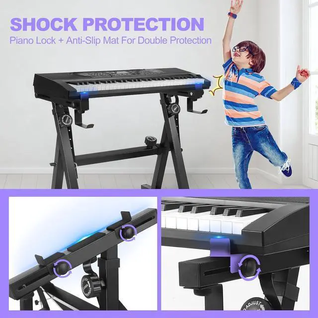 Alt view image 4 of 6 - Keyboard Stand Piano Duty Stand Z Style Adjustable Keyboard Holder Piano Keyboard Stand Fits 54, 61 And 88 Keys Electric Keyboards Digital Pianos