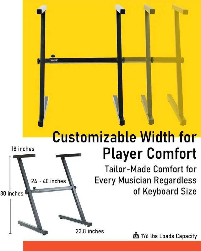 Alt view image 2 of 7 - Z-Style Keyboard Stand, Adjustable Width for 61/88 Key Keyboards, Sturdy & Durable Digital Piano Stand, Easy Storage, Sleek Black.