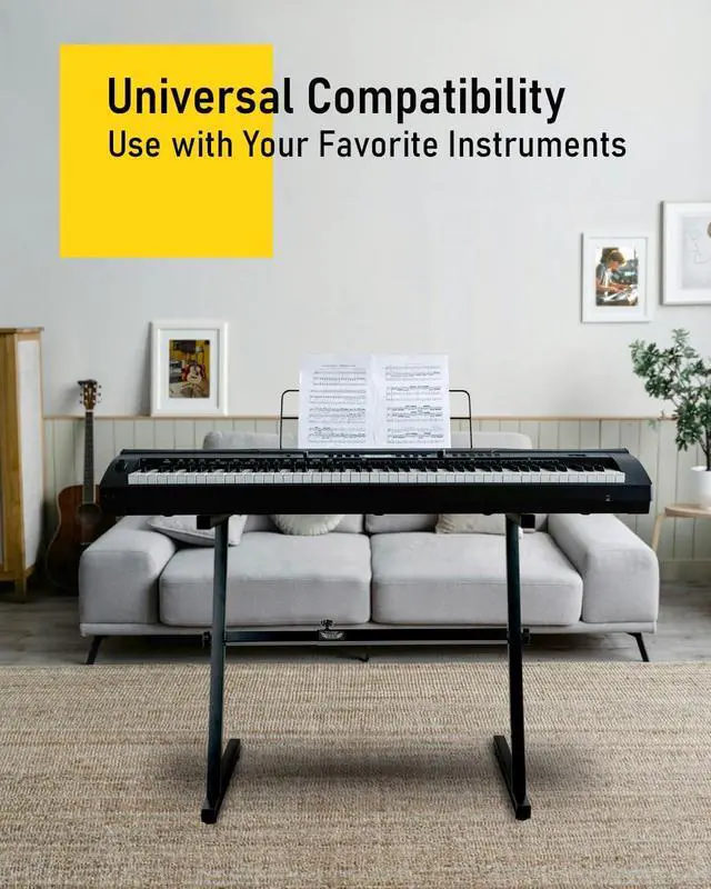 Alt view image 7 of 7 - Z-Style Keyboard Stand, Adjustable Width for 61/88 Key Keyboards, Sturdy & Durable Digital Piano Stand, Easy Storage, Sleek Black.