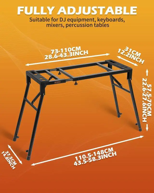Alt view image 5 of 6 - Collapsible Piano Keyboard Stand - Adjustable and Portable Heavy Duty Music Stand - Fits 54/61/88 Key Electric Digital Pianos - Sturdy Musical Keyboard Table