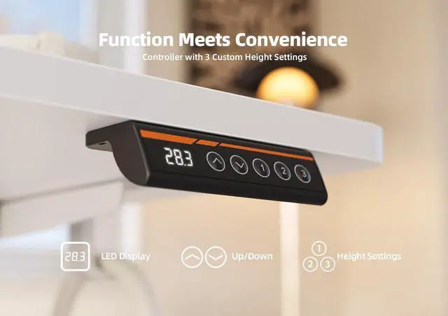 Alt view image 6 of 7 - Electric Standing Desk Adjustable Height, 40 x 24 Inches Stand up Desk with Cable Management, Home Office Desks with Splice Board & White Frame, White Top