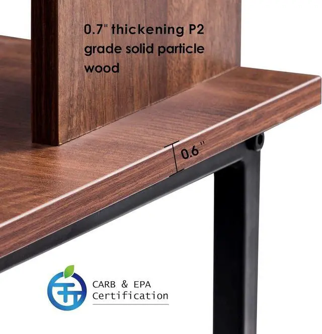 Alt view image 4 of 7 - L-Shaped Computer Office Desk, Modern Gaming Corner Desk with Monitor Stand, Home Office Study Writing Table Workstation for Small Ses 6404 (Brown)