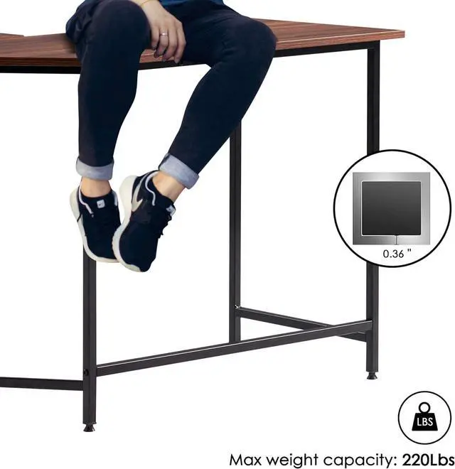 Alt view image 7 of 7 - L-Shaped Computer Office Desk, Modern Gaming Corner Desk with Monitor Stand, Home Office Study Writing Table Workstation for Small Ses 6404 (Brown)