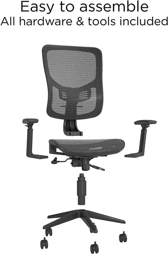 Alt view image 7 of 7 - Kroy Ergonomic Office Desk Chair, Breathable Mesh Swivel Seat & Back, Adjustable Height, Lumbar Support, Black