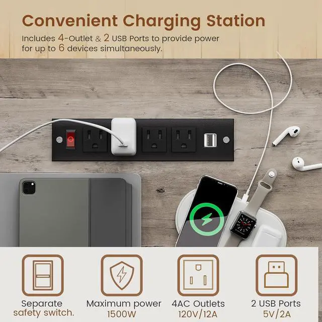 Alt view image 6 of 7 - Farmhouse L Shaped Desk, Executive Computer Desk with Drawers and Storage Cabinet, Home Office Desk with File Drawer and Power Outlet, Corner Desk, Workstation for Office Home, Grey