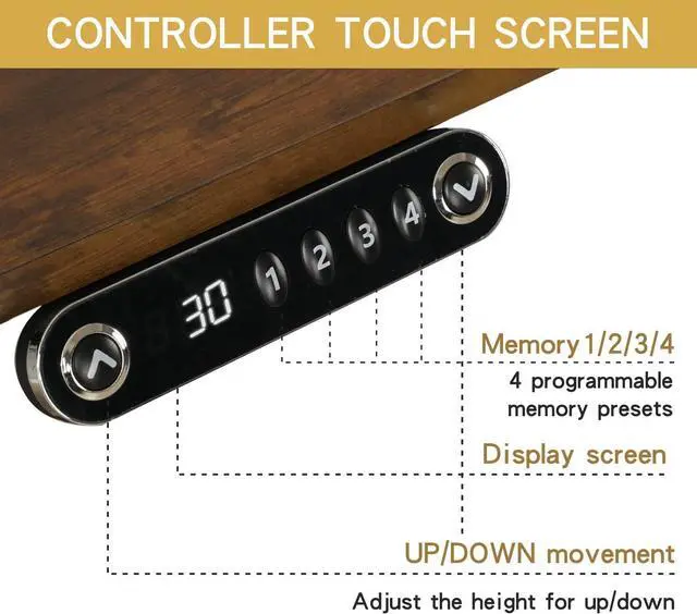 Alt view image 6 of 7 - Adjustable Height L-Shaped 59 Inch Electric Standing Desk - Sit Stand Computer Desk with 3 Splice Board, Lockable Casters, Stand Up Desk Table for Home Office, Black Frame and Rustic Brown Top