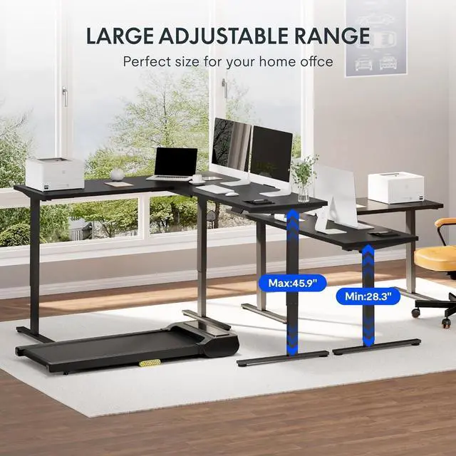 Alt view image 6 of 7 - FLEXISPOT L Shaped Standing Desk, 71 x 63 Inch Electric Height Adjustable Corner Desk, Sit Stand Computer Workstation, Preset Controller, Home Office, Black Frame with Black Top