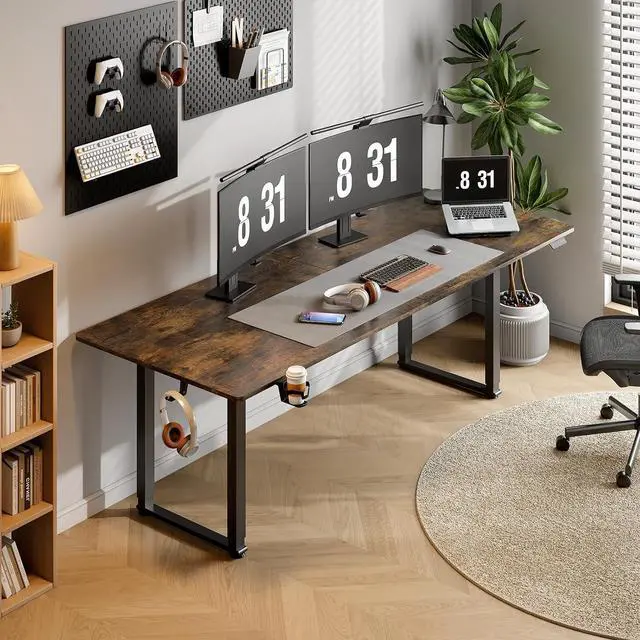 Main image of Standing Desk, 71x32 Inches Rectangle Stand Up Desk with 4 Legs, Dual Motor and Memory Controller, Adjustable Height from 28-46 Inches for Home and Computer Workstation, Rustic Brown