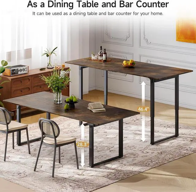 Alt view image 6 of 7 - Standing Desk, 71x32 Inches Rectangle Stand Up Desk with 4 Legs, Dual Motor and Memory Controller, Adjustable Height from 28-46 Inches for Home and Computer Workstation, Rustic Brown