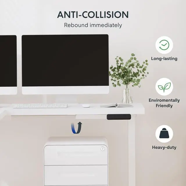 Alt view image 6 of 7 - L Shaped Standing Desk Adjustable Height, Electric Corner Standing Desk, 71 x 63 inch Sit Stand Computer Table with Splice Board, White