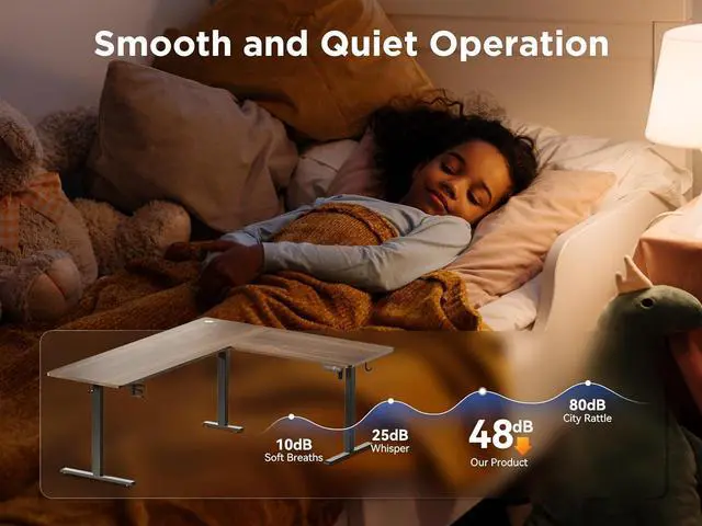 Alt view image 5 of 7 - 63X55 Inches Reversible L Shaped Standing Desk Height Adjustable with Cup Holder, Electric Corner Computer Desk, Sit Stand up Home Office Desk, Ergonomic Gaming Desk, Black Walnut