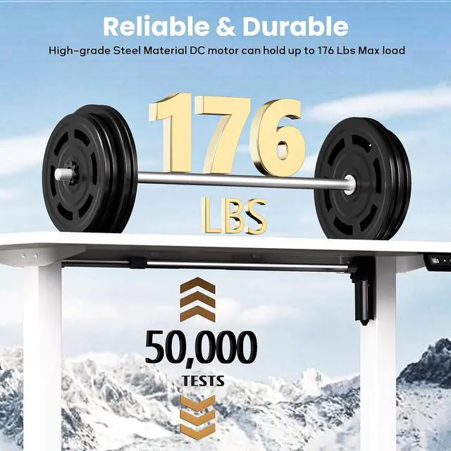 Alt view image 5 of 7 - Standing Desk Frame for 37 to 77.5 Desktop, Electric Height Adjustable Desk Legs, 176 lbs Motorized Desk Legs Workstation Frame with Memory Presets, White Frame Only