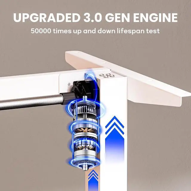 Alt view image 6 of 7 - Standing Desk Frame for 37 to 77.5 Desktop, Electric Height Adjustable Desk Legs, 176 lbs Motorized Desk Legs Workstation Frame with Memory Presets, White Frame Only