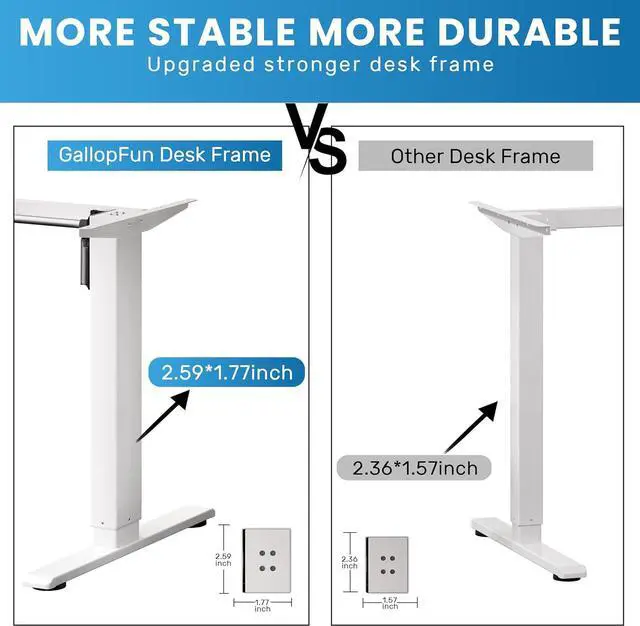 Alt view image 7 of 7 - Standing Desk Frame for 37 to 77.5 Desktop, Electric Height Adjustable Desk Legs, 176 lbs Motorized Desk Legs Workstation Frame with Memory Presets, White Frame Only