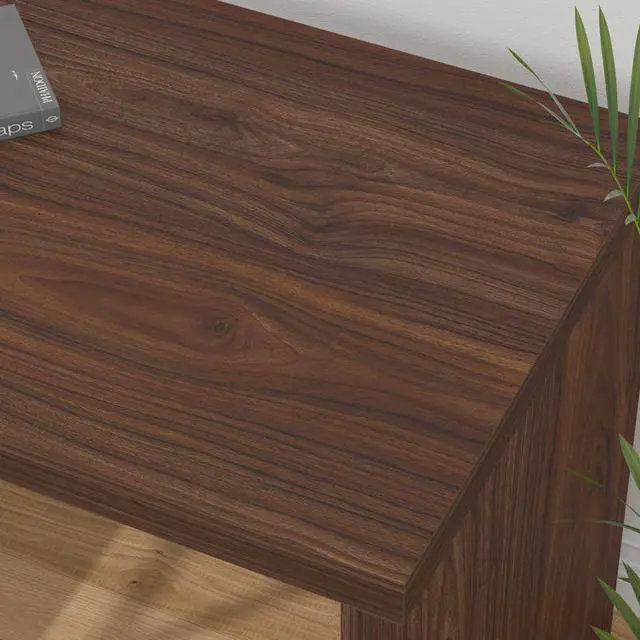 Alt view image 5 of 7 - Walnut Home Office Desk L Shaped with Drawers, Reversible Wood Computer Desk Table for Executive Work Writing Study Gaming, Rustic Corner L Desk with Storage Cabinet Shelves for Bedroom, 55 Inch