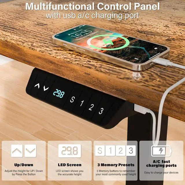Alt view image 5 of 7 - Upgrade Version 63 * 55 inch L Shaped Electric Adjustable Height Standing Desk, Corner Stand Up Sit Computer Table for Gaming Office by DT